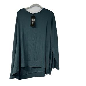 Maya's Place NWT Ribbed Skye Top Long Sleeve Green 1X casual classic work fun